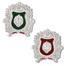 Mahi Combo of 2 Royal Crest Lion-Head-Shaped Vintage Crown Emblem Green & Maroon Enamel Designer Lapel Pin Brooch Pin for Men (CO1105866R)