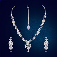 DNJ Jewelry Elegant American Diamond Statement Necklace Set Women & Girls