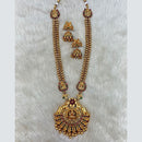 Tarangavi Copper Gold Plated Pota Stone Temple Necklace Set