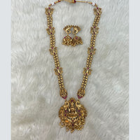 Tarangavi Copper Gold Plated Pota Stone Temple Necklace Set