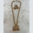 Tarangavi Copper Gold Plated Pota Stone Temple Necklace Set