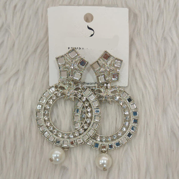 Dhwani Silver Plated Austrian Stone And Mirror Dangler Earrings
