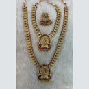 Tarangavi Copper Gold Plated Pota Stone Temple Necklace Combo