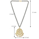 Etnico Gold Plated Traditional Pearl Kundan Studded Pendant with Black Bead Chain Mangalsutra for Women (D087W)