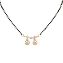Etnico Rose Gold Plated Traditional Single Line American Diamond Pendant with Black Bead Chain Mangalsutra for Women (D104)
