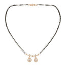 Etnico Rose Gold Plated Traditional Single Line American Diamond Pendant with Black Bead Chain Mangalsutra for Women (D104)