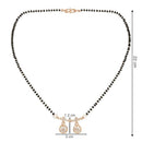 Etnico Rose Gold Plated Traditional Single Line American Diamond Pendant with Black Bead Chain Mangalsutra for Women (D104)