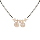 Etnico Rose Gold Plated Traditional Single Line American Diamond Pendant with Black Bead Chain Mangalsutra for Women (D105)
