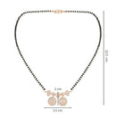Etnico Rose Gold Plated Traditional Single Line American Diamond Pendant with Black Bead Chain Mangalsutra for Women (D105)