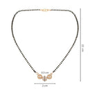 Etnico Rose Gold Plated Traditional Single Line American Diamond Pendant with Black Bead Chain Mangalsutra for Women (D106)