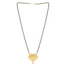 Etnico Gold Plated Traditional Single Line Pendant with Black Bead Chain Mangalsutra for Women