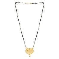 Etnico Gold Plated Traditional Single Line Pendant with Black Bead Chain Mangalsutra for Women
