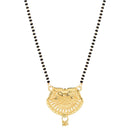 Etnico Gold Plated Traditional Single Line Pendant with Black Bead Chain Mangalsutra for Women