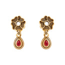Etnico Gold Plated Traditional Pendant & Black Bead Chain Mangalsutra With Earrings For Women