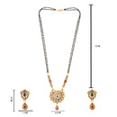 Etnico Gold Plated Traditional antique Pendant & Black Bead Chain Mangalsutra With Earrings For Women