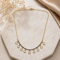 Etnico Fashion Gold Plated Kundan Black Beads Mangalsutra Necklace for Women