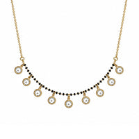 Etnico Fashion Gold Plated Kundan Black Beads Mangalsutra Necklace for Women