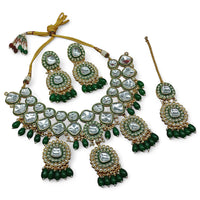 Knigght angel  Gold Plated Kundan Crystal Stone And Beads Necklace Set