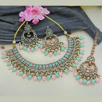Knigght angel  Gold Plated Crystal Stone Pearl And Beads Necklace Set