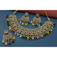 Knigght angel  Gold Plated Crystal Stone Pearl And Beads Necklace Set