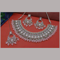 Knigght angel  Silver Plated Crystal Stone Pearl And Beads Necklace Set