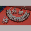 Knigght angel  Silver Plated Crystal Stone Pearl And Beads Necklace Set