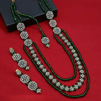 Knigght angel  Gold Plated Austrian Stone And Pearl Long Necklace Set