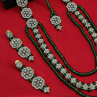 Knigght angel  Gold Plated Austrian Stone And Pearl Long Necklace Set