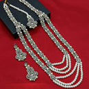 Knigght angel  Gold Plated Austrian Stone And Pearl Long Necklace Set