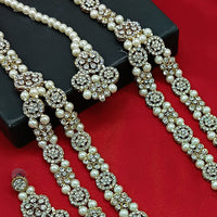 Knigght angel  Gold Plated Austrian Stone And Pearl Long Necklace Set