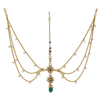 Rasmm Creations Gold Plated Austrian Stone And Pearls Damini Maangtikka
