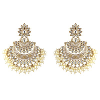 Rasmm Creations Gold Plated Pearl And Kundan Dangler Earrings