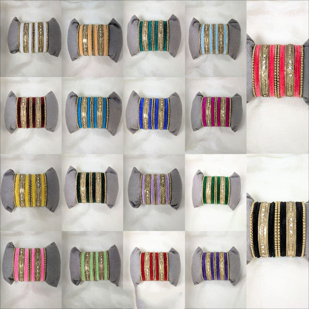Shree Asha Bangles Gold Lined Silk Designer Bangles Set