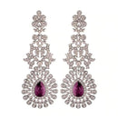 Etnico Silver Plated White Diamond Sparkling Dangle Earrings for Women (E2101ZQ)