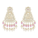 Etnico Gold Plated Traditional Kundan & Pearl Drop Dangle Earrings For Women (E2798Pu)