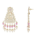 Etnico Gold Plated Traditional Kundan & Pearl Drop Dangle Earrings For Women (E2798Pu)
