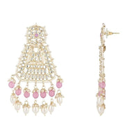 Etnico Gold Plated Traditional Kundan & Pearl Drop Dangle Earrings For Women (E2798Pu)