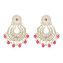Etnico Gold Plated Traditional Kundan & Pearl Chandbali Earrings For Women (E2860Q)