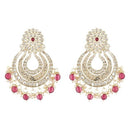 Etnico Gold Plated Traditional Kundan & Pearl Chandbali Earrings For Women (E2860Wi)