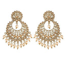 Etnico Gold Plated Traditional Kundan & Pearl Chandbali Earrings For Women (E2867FL)