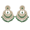 Etnico Gold Plated Traditional Kundan & Pearl Chandbali Earrings For Women (E2867G)