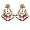 Etnico Gold Plated Traditional Kundan & Pearl Chandbali Earrings For Women (E2867M)