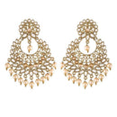 Etnico Gold Plated Traditional Kundan & Pearl Chandbali Earrings For Women (E2867W)