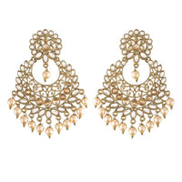 Etnico Gold Plated Traditional Kundan & Pearl Chandbali Earrings For Women (E2867W)