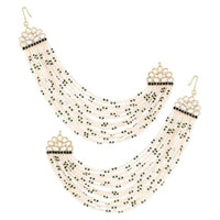 Etnico Gold Plated Multi Strand Earring with Ear Chain Embellished With Pearl For Women/Girls (E2882G)