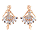 Etnico Stylish Latest Fashion Rose Gold Plated Cubic Zirconia American Diamoand Ballet Dancing Girl Stud Earrings For Women/Girls (E2885)