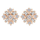 Etnico Stylish Latest Fashion Rose Gold Plated Cubic Zirconia American Diamoand Floral Stud Earrings For Women/Girls (E2891)