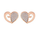 Etnico Stylish Latest Fashion Rose Gold Plated Fashion Cubic Zirconia American Diamoand Heart Shape Stud Earrings For Women/Girls (E2895)
