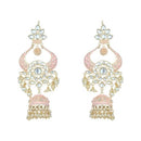 Etnico Gold Plated Traditional Kundan Pearl Meenakari Jhumka Earrings For Women/Girls (E2902Pi)
