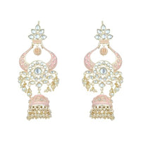 Etnico Gold Plated Traditional Kundan Pearl Meenakari Jhumka Earrings For Women/Girls (E2902Pi)